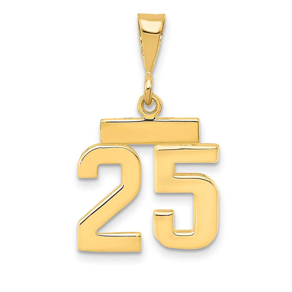 14K Gold Small Polished Number 25 Charm: Precious Accents, Ltd.