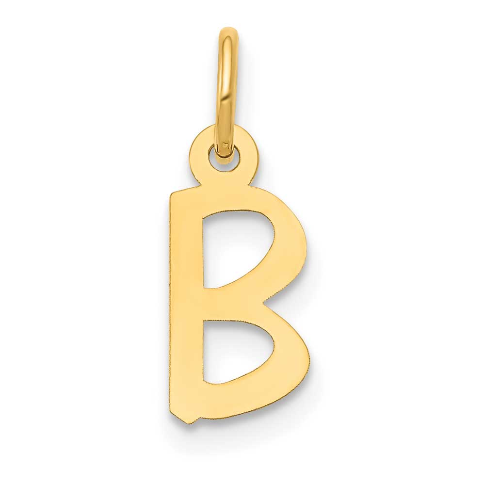 14K Gold Small Slanted Block Letter B Initial Charm: Precious Accents, Ltd.