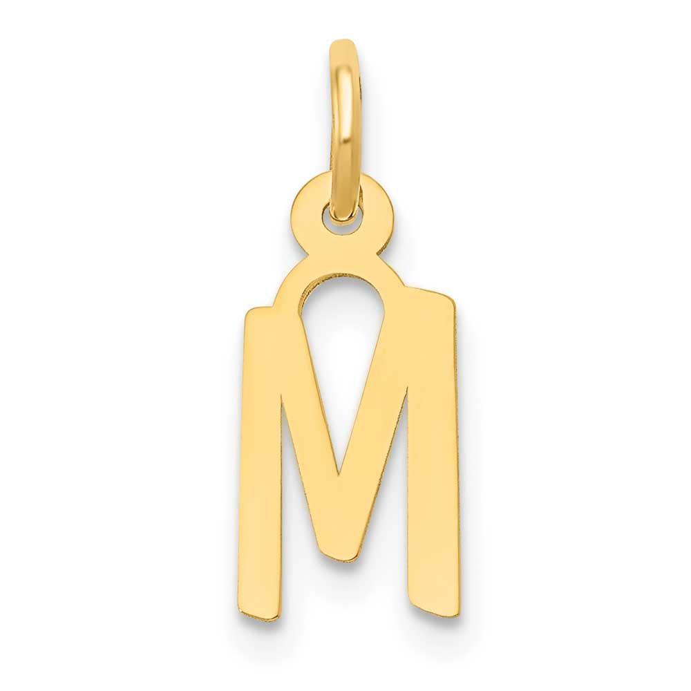 14K Gold Small Slanted Block Initial M Charm