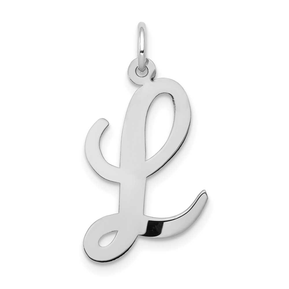 14k White Gold Large Script Letter L Initial Charm: Precious Accents, Ltd.