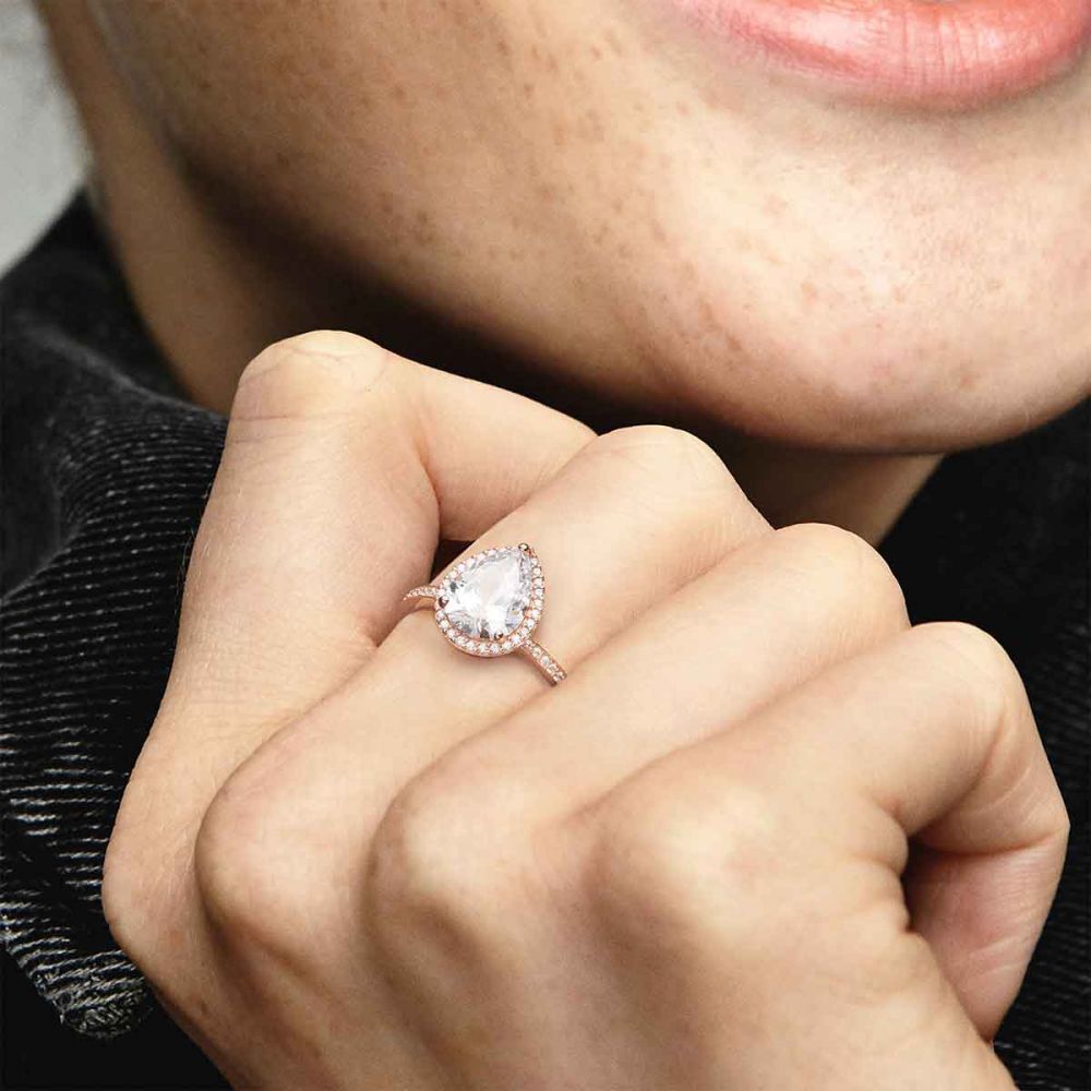 Radiant teardrop ring clear on sale cz