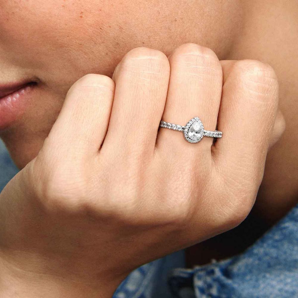 Radiant teardrop ring pandora rose & clear on sale cz