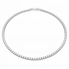 Mesmera Y necklace, Mixed cuts, White, Rhodium plated