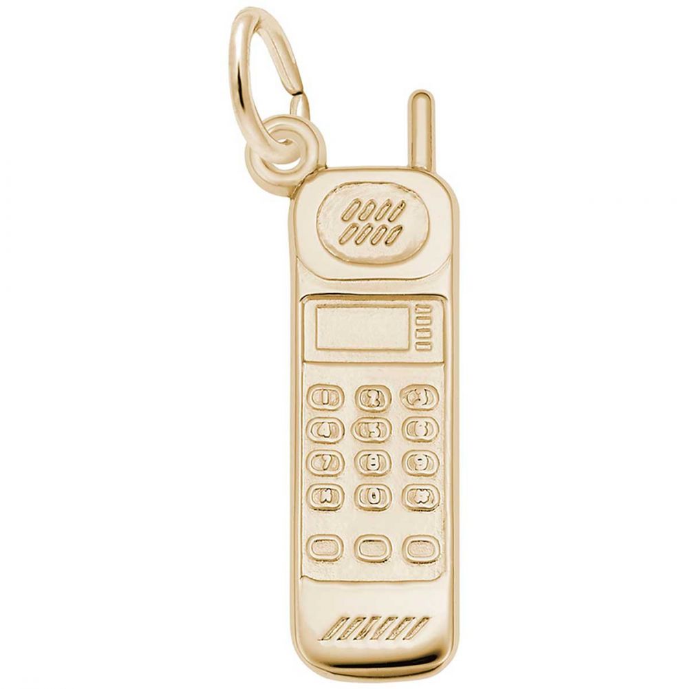 Rembrandt Cordless Phone Charm with Lobster Clasp, 10K Yellow Gold