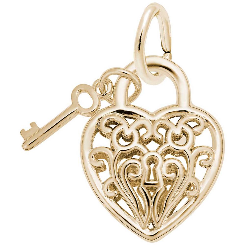 Gold Plated Heart Lock and key Charm Bracelet