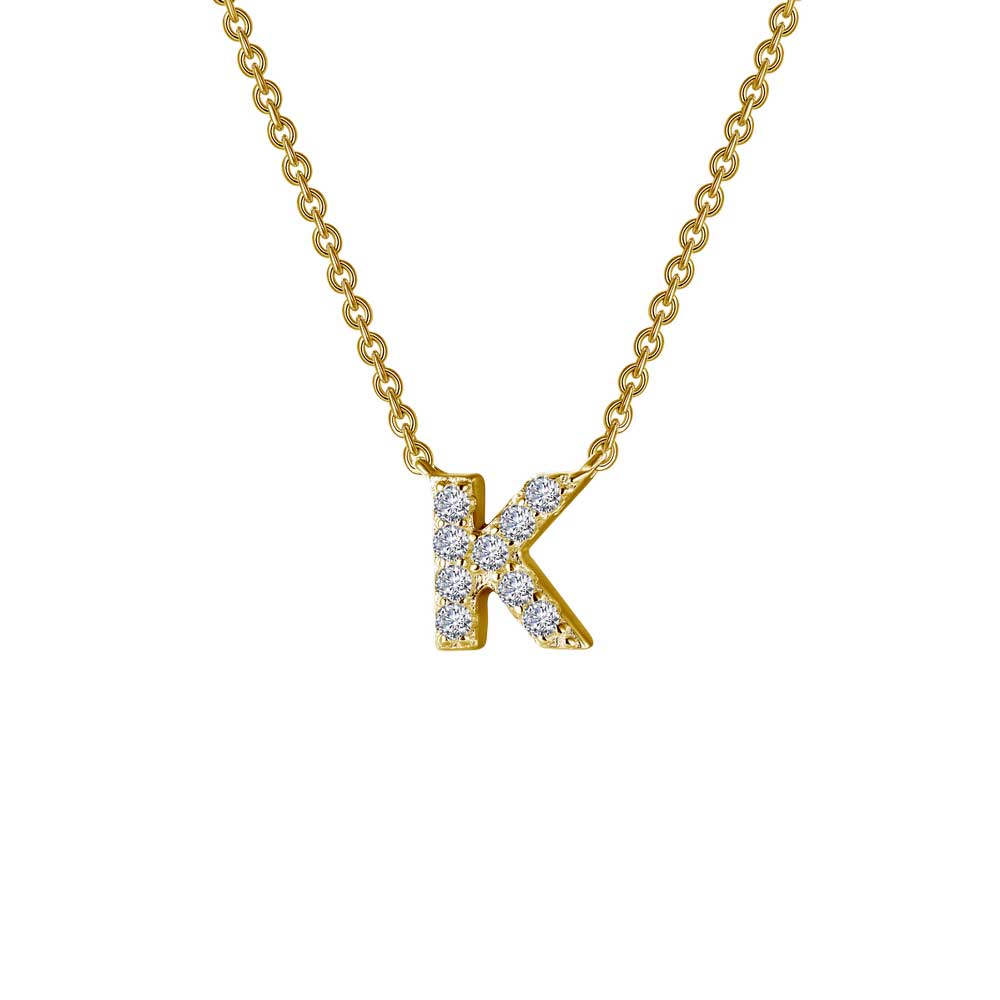 Lafonn Letter 'K' Gold-Plated Simulated Diamond Necklace (0.38 CTTW ...