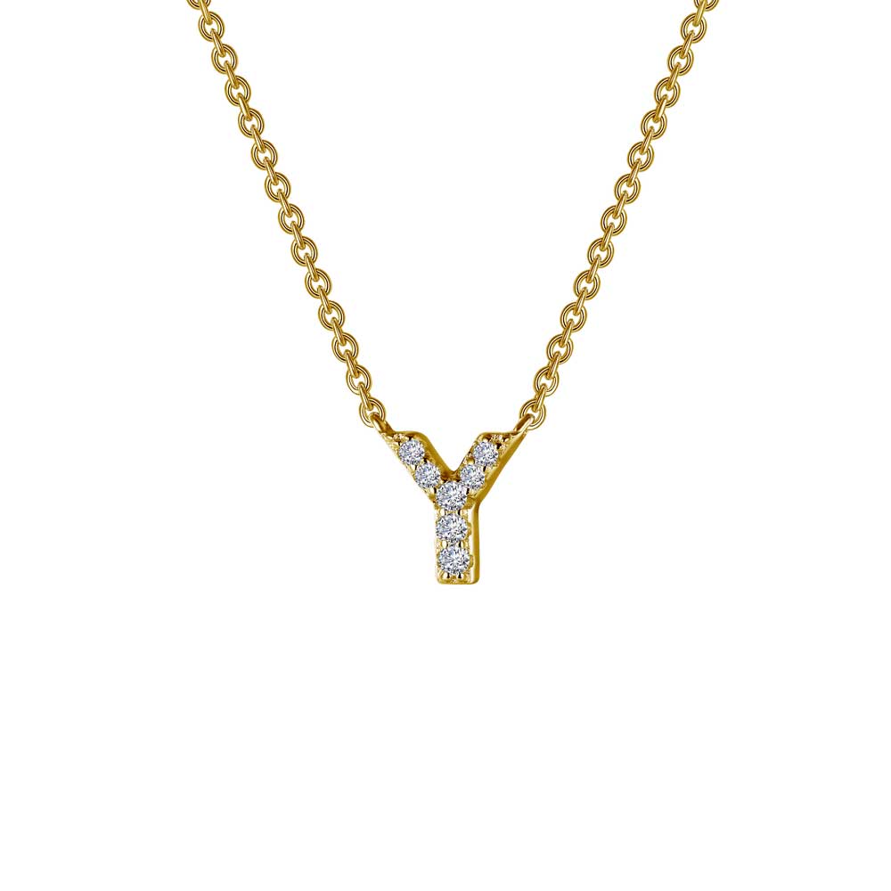 Lafonn Letter 'Y' Gold-Plated Simulated Diamond Necklace (0.33 CTTW ...