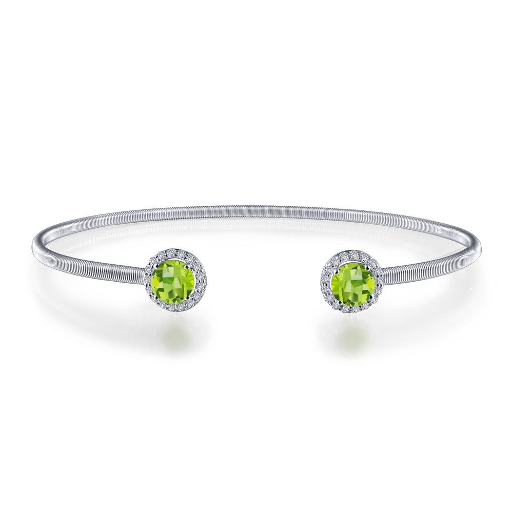 Lafonn August Birthstone Platinum Plated Peridot Bangle 1 26 Cttw Precious Accents Ltd