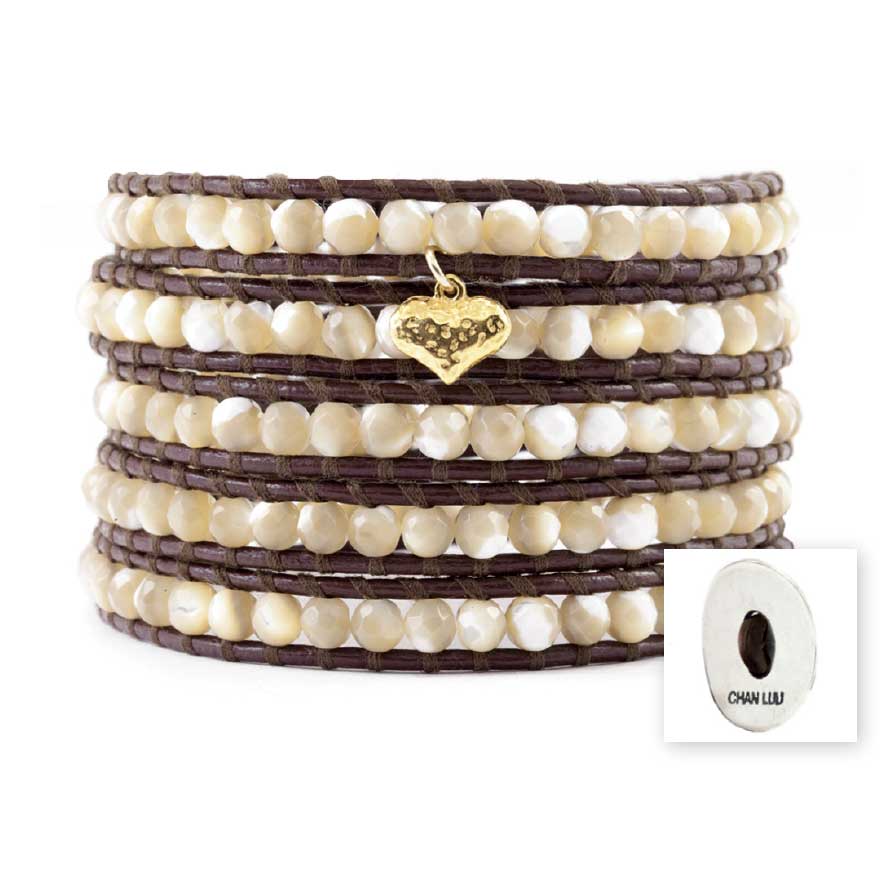 Chan Luu Sterling Silver Wrap Bracelet with Gold Vermeil Heart