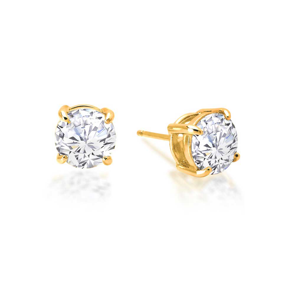 Lafonn Round Stud Earrings (4 cttw) Gold Plated: Precious Accents, Ltd.