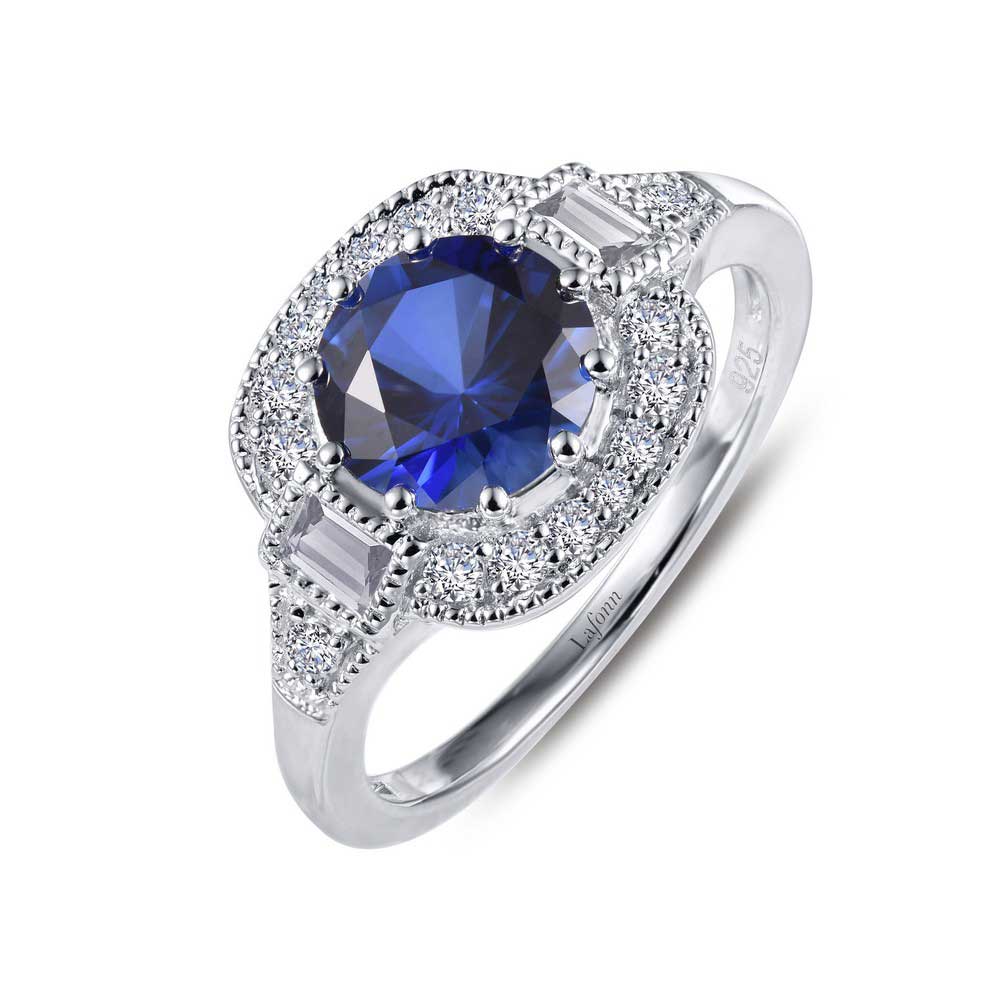 Lafonn Heritage Platinum-Plated Synthetic Sapphire Ring (1.7 CTTW 