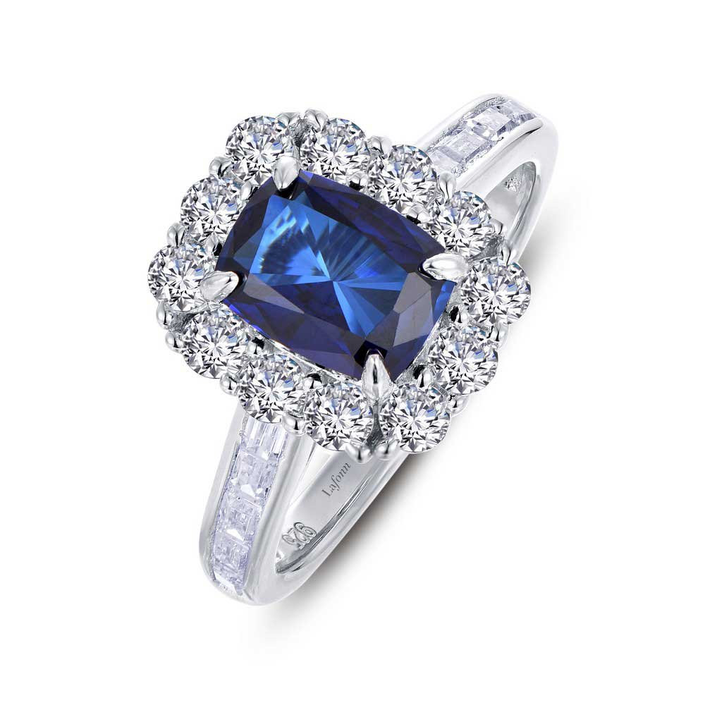 Lafonn Classic Platinum-Plated Synthetic Sapphire Ring (4.06 CTTW ...