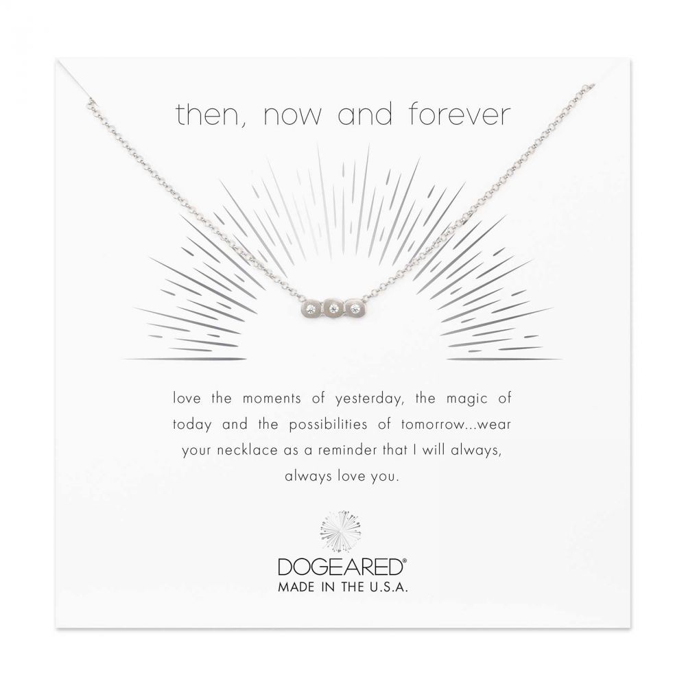 Dogeared Then Now And Forever Crystal Necklace Sterling Silver Precious Accents Ltd