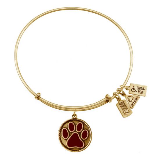 Wind & Fire Maroon Paw Print Gold Finish Charm Bangle: Precious Accents,  Ltd.