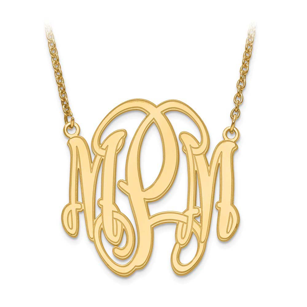 14K Yellow Gold Medium Monogram Necklace